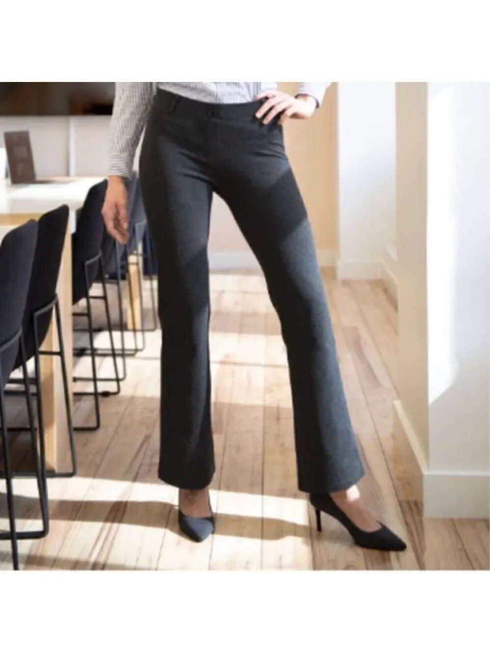 Betabrand Bootcut Grey Yoga High-Rise Stretch Pants